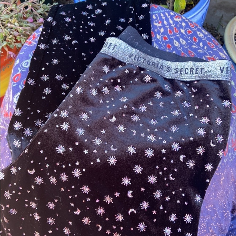 💫 Sparkly Iridescent Stars Victoria’s Secret Boxer Pants / Pajama Bottoms 💫
